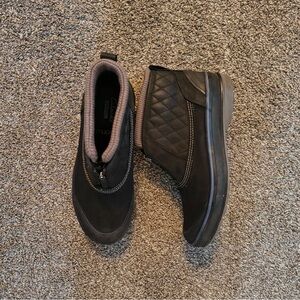 Clarks Black Quilted Slip-On Ankle Boots